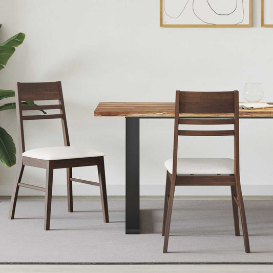 Dining Chairs 2 pcs Solid Rubber Wood Light Brown