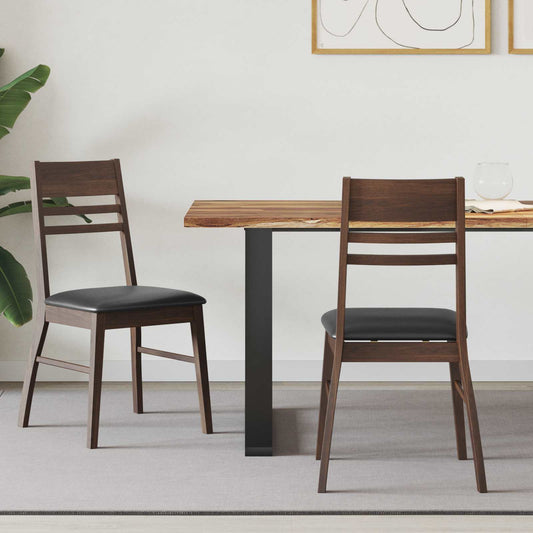 Dining Chairs 2 pcs Solid Rubber Wood Light Brown