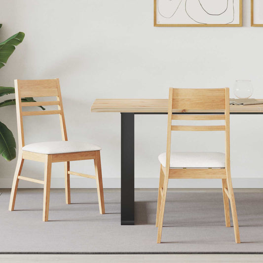 Dining Chairs 2 pcs Solid Rubber Wood Natural 43 x 54 x 89 cm
