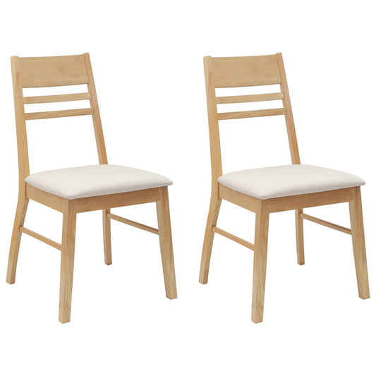 Dining Chairs 2 pcs Solid Rubber Wood Natural 43 x 54 x 89 cm