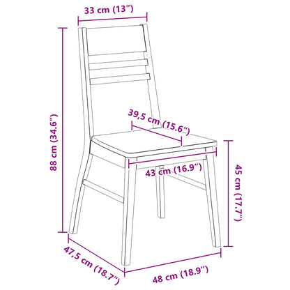 Dining Chairs 2 pcs Natural 43 x 54 x 89 cm Solid Rubber Wood