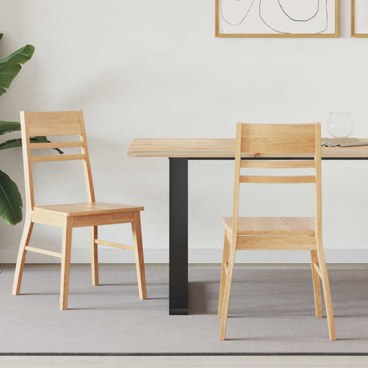 Dining Chairs 2 pcs Solid Rubber Wood Natural 43 x 54 x 89 cm