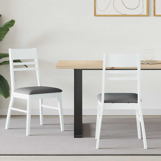 Dining Chairs 2 pcs Solid Rubber Wood White 43 x 54 x 89 cm