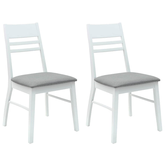 Dining Chairs 2 pcs Solid Rubber Wood White 43 x 54 x 89 cm