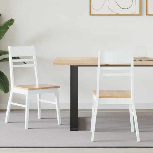 Dining Chairs 2 pcs Solid Rubber Wood White 43 x 54 x 89 cm