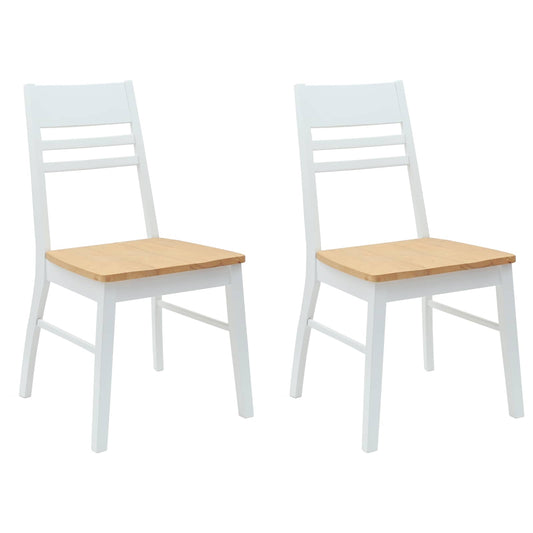 Dining Chairs 2 pcs Solid Rubber Wood White 43 x 54 x 89 cm