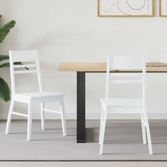 Dining Chairs 2 pcs Solid Rubber Wood White 43 x 54 x 89 cm