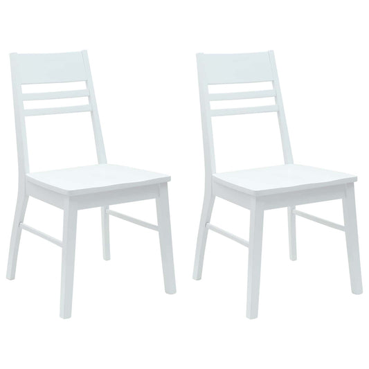 Dining Chairs 2 pcs Solid Rubber Wood White 43 x 54 x 89 cm