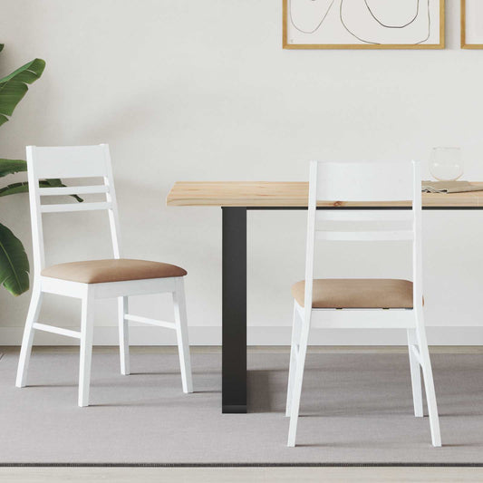 Dining Chairs 2 pcs Solid Rubber Wood White 43 x 54 x 89 cm