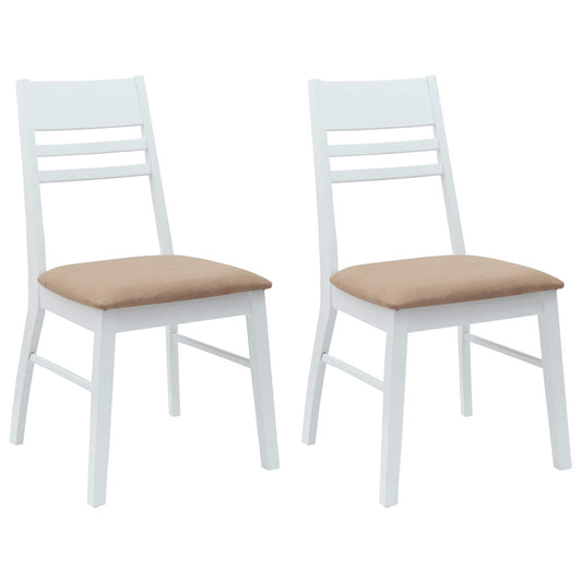 Dining Chairs 2 pcs Solid Rubber Wood White 43 x 54 x 89 cm