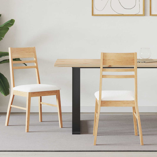 Dining Chairs 2 pcs Solid Rubber Wood Natural 43 x 54 x 89 cm