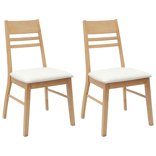 Dining Chairs 2 pcs Solid Rubber Wood Natural 43 x 54 x 89 cm
