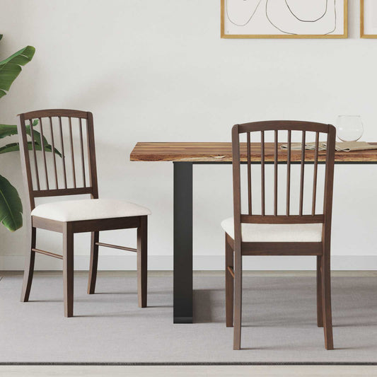 Dining Chairs 2 pcs Solid Rubber Wood Light Brown
