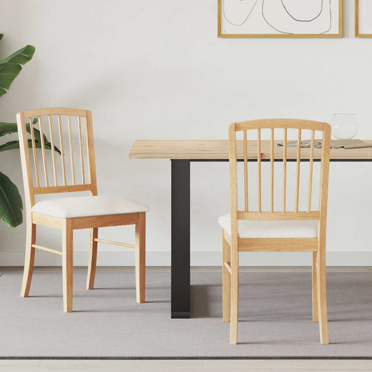Dining Chairs 2 pcs Solid Rubber Wood Natural 50 x 52.5 x 91 cm