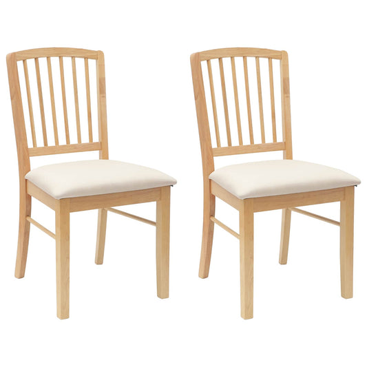 Dining Chairs 2 pcs Solid Rubber Wood Natural 50 x 52.5 x 91 cm