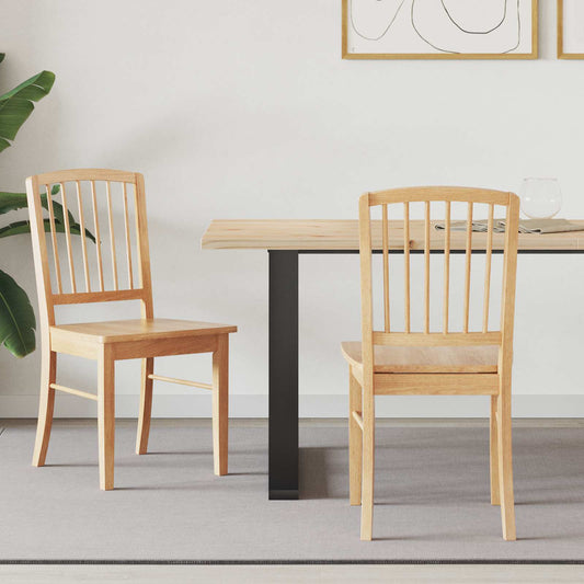 Dining Chairs 2 pcs Solid Rubber Wood Natural 50 x 52.5 x 91 cm