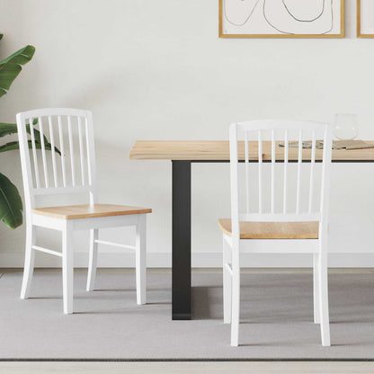 Dining Chairs 2 pcs White 50 x 52.5 x 91 cm Solid Rubber Wood