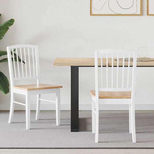 Dining Chairs 2 pcs Solid Rubber Wood White 50 x 52.5 x 91 cm