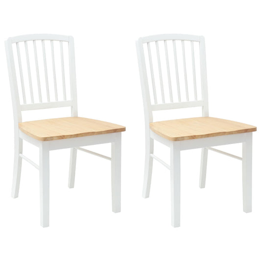 Dining Chairs 2 pcs Solid Rubber Wood White 50 x 52.5 x 91 cm