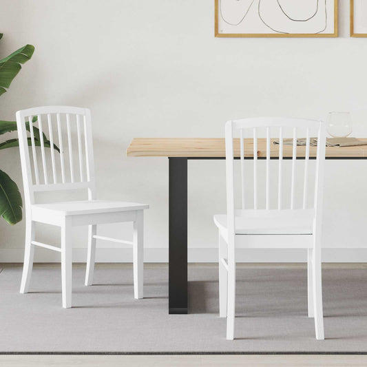 Dining Chairs 2 pcs Solid Rubber Wood White 50 x 52.5 x 91 cm