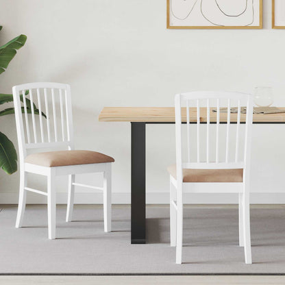 Dining Chairs 2 pcs White 50 x 52.5 x 91 cm Solid Rubber Wood