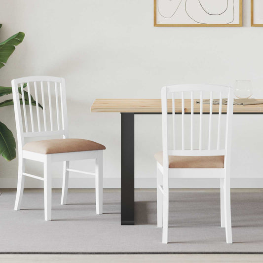 Dining Chairs 2 pcs Solid Rubber Wood White 50 x 52.5 x 91 cm