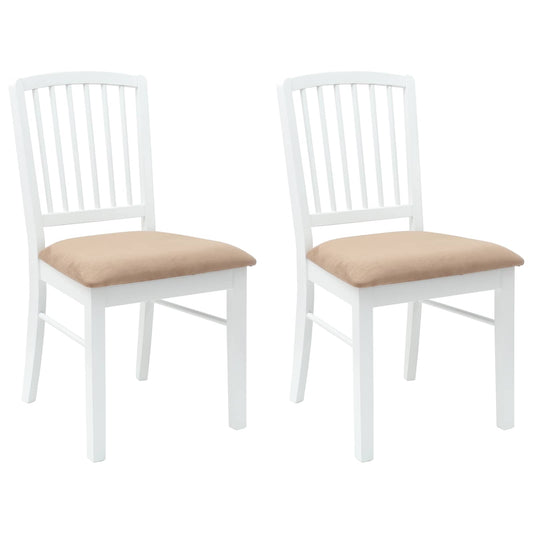Dining Chairs 2 pcs Solid Rubber Wood White 50 x 52.5 x 91 cm