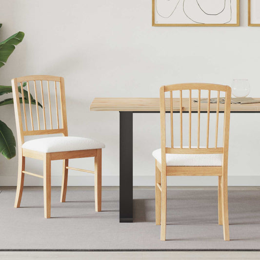 Dining Chairs 2 pcs Solid Rubber Wood Natural 50 x 52.5 x 91 cm