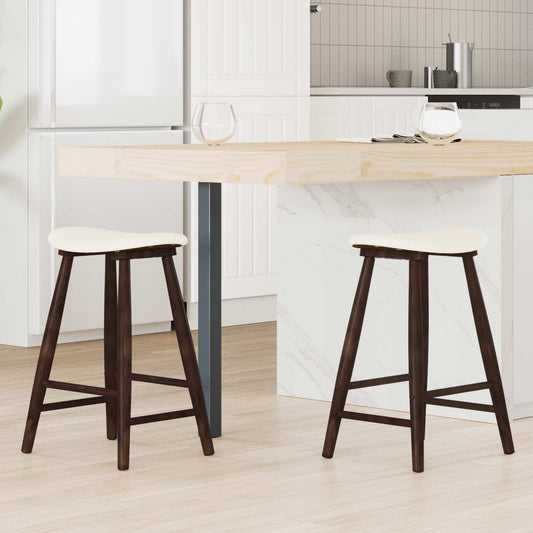 Dining Chairs 2 pcs Solid Rubber Wood Light Brown
