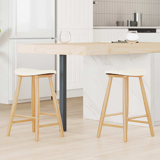 Dining Chairs 2 pcs Solid Rubber Wood Natural 46 x 37 x 63 cm