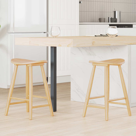 Dining Chairs 2 pcs Solid Rubber Wood Natural 46 x 37 x 63 cm