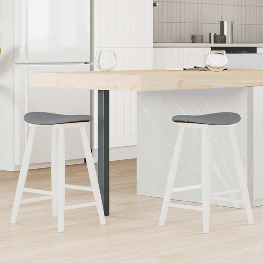 Dining Chairs 2 pcs Solid Rubber Wood White 46 x 37 x 63 cm
