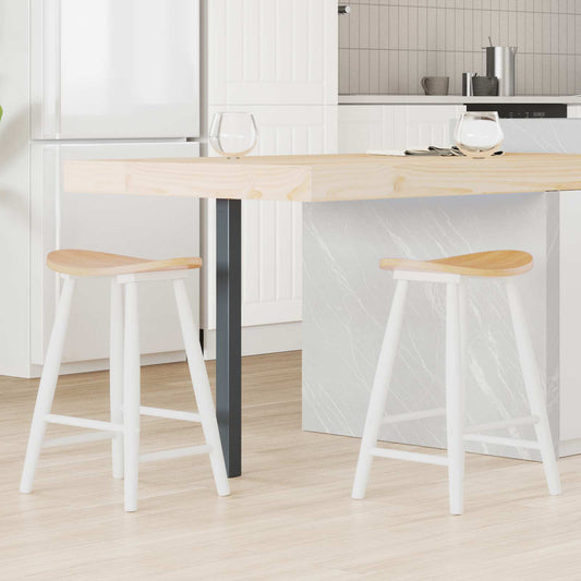 Dining Chairs 2 pcs Solid Rubber Wood White 46 x 37 x 63 cm