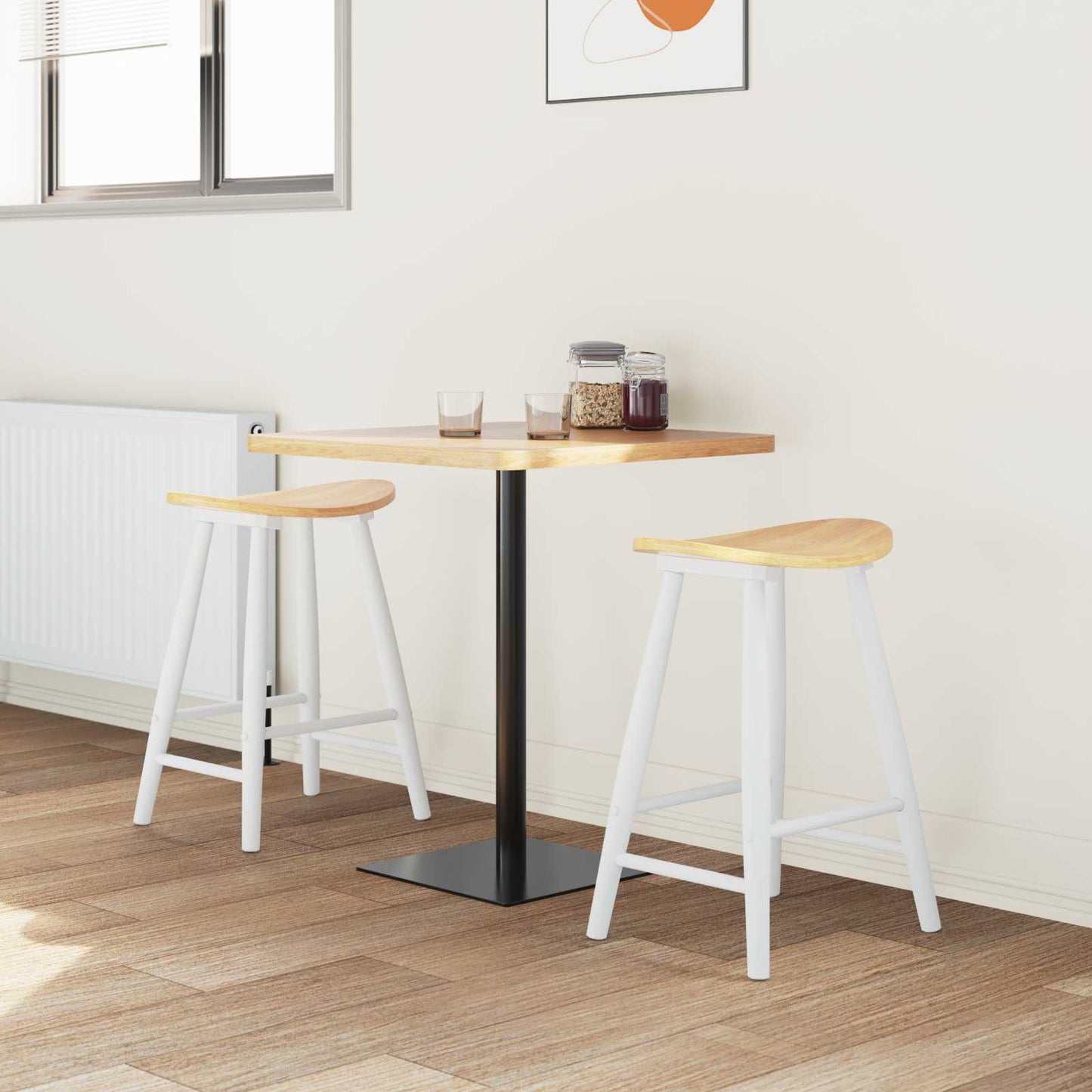 Dining Chairs 2 pcs White 46 x 37 x 63 cm Solid Rubber Wood