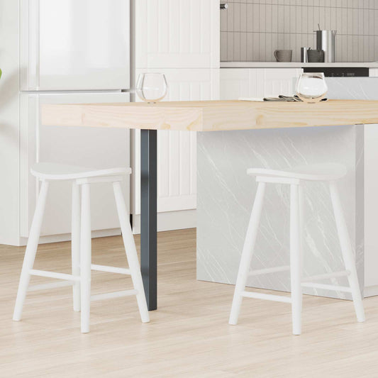 Dining Chairs 2 pcs Solid Rubber Wood White 46 x 37 x 63 cm