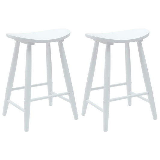Dining Chairs 2 pcs Solid Rubber Wood White 46 x 37 x 63 cm