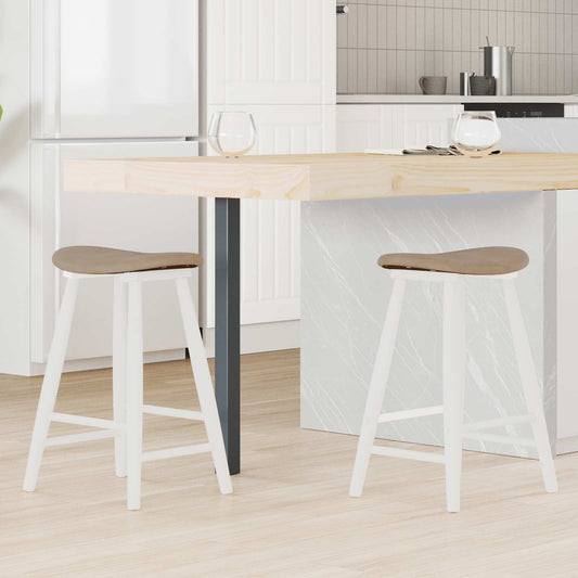 Dining Chairs 2 pcs Solid Rubber Wood White 46 x 37 x 63 cm