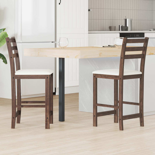 Dining Chairs 2 pcs Solid Rubber Wood Light Brown