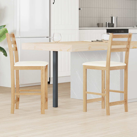 Dining Chairs 2 pcs Solid Rubber Wood Natural