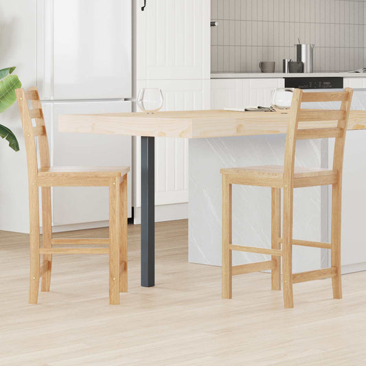Dining Chairs 2 pcs Solid Rubber Wood Natural