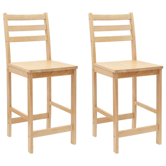 Dining Chairs 2 pcs Solid Rubber Wood Natural