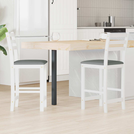Dining Chairs 2 pcs Solid Rubber Wood White 40 x 47.5 x 99.5 cm