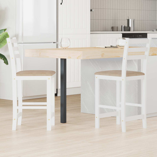 Dining Chairs 2 pcs Solid Rubber Wood White 40 x 47.5 x 99.5 cm