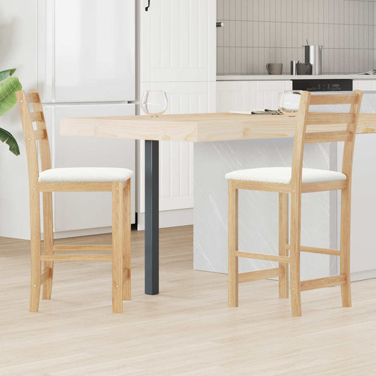 Dining Chairs 2 pcs Solid Rubber Wood Natural