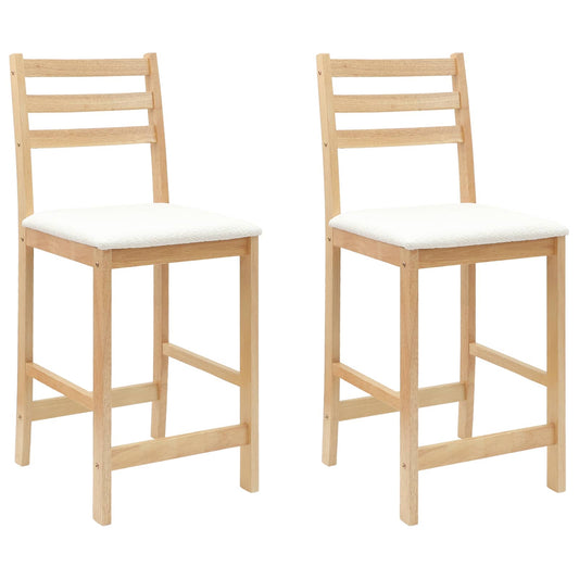 Dining Chairs 2 pcs Solid Rubber Wood Natural