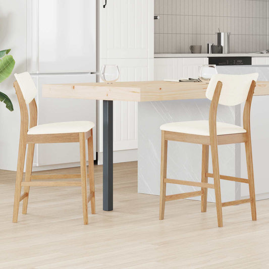 Dining Chairs 2 pcs Solid Rubber Wood Natural 48 x 49 x 95 cm
