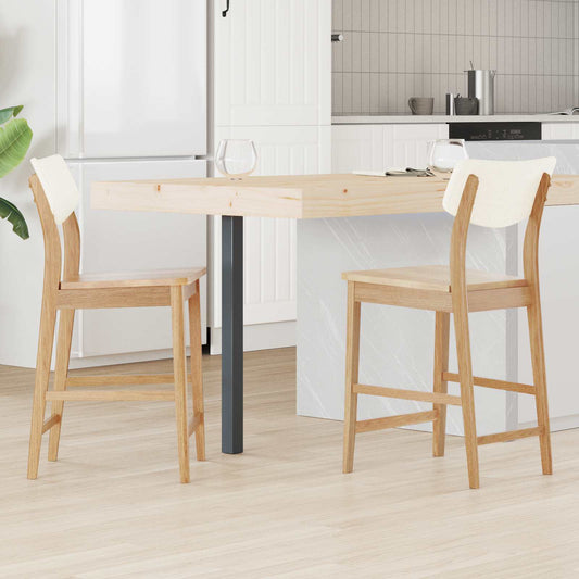 Dining Chairs 2 pcs Solid Rubber Wood Natural 48 x 49 x 95 cm