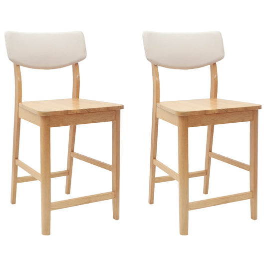 Dining Chairs 2 pcs Solid Rubber Wood Natural 48 x 49 x 95 cm