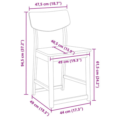 Dining Chairs 2 pcs Natural 48 x 49 x 95 cm Solid Rubber Wood
