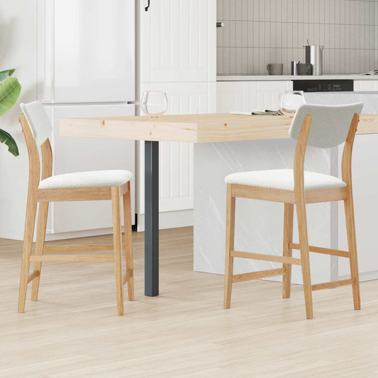 Dining Chairs 2 pcs Solid Rubber Wood Natural 48 x 49 x 95 cm